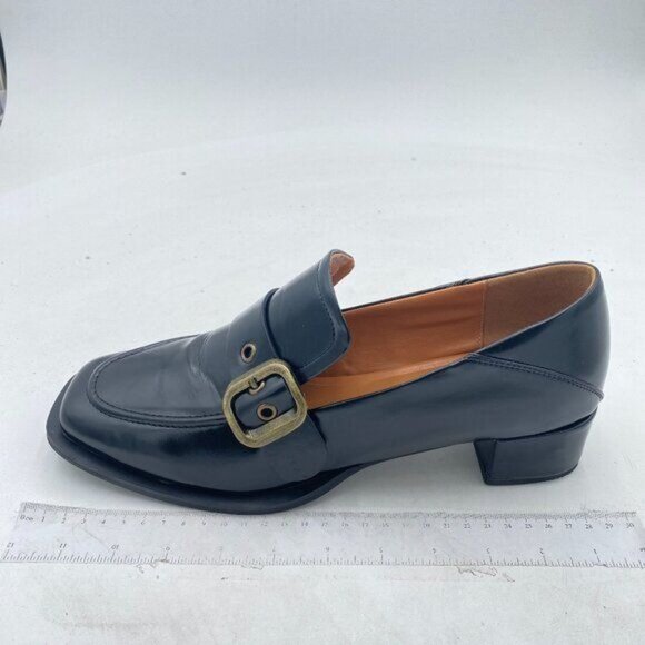 YDN Women Round Toe Penny Loafers Chunky Block Low Heel Pumps Slip on Office - Picture 1 of 7